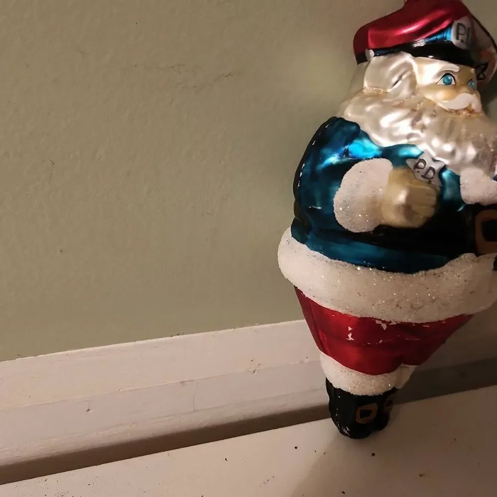 Glass Santa Ornament
